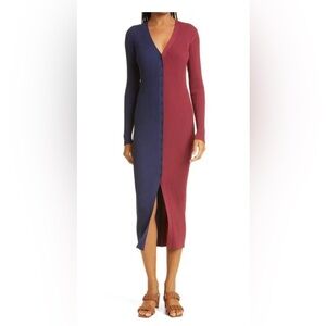 Staud Shoko Burgundy and Navy Sweater Dress